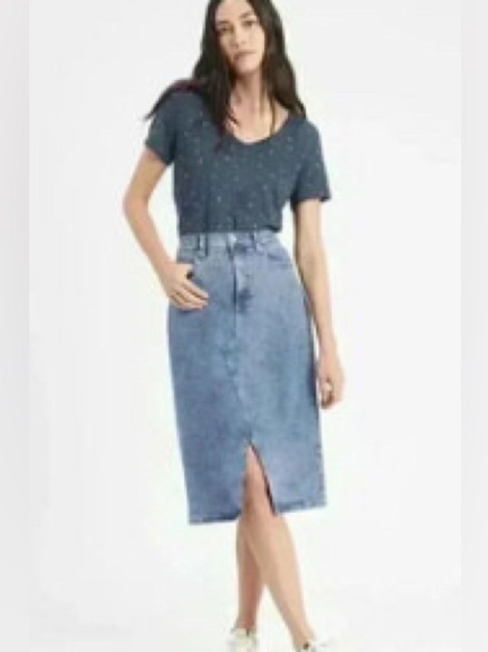 Banana Republic DENIM FRONT-SLIT MIDI SKIRT NWT - 4